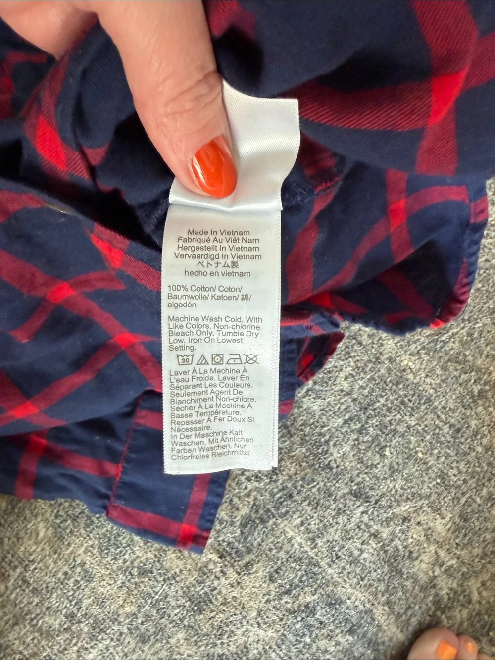 J. Crew Navy and Red Plaid Button-Down Shirt